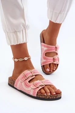 Damskie Klapki Na Korkowej Podeszwie Różowe Fannea