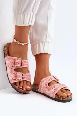 Damskie Klapki Na Korkowej Podeszwie Różowe Fannea