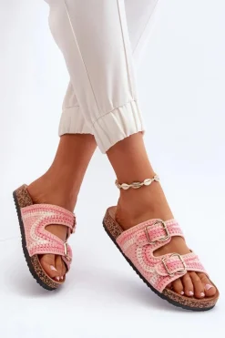 Damskie Klapki Na Korkowej Podeszwie Różowe Fannea