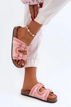 Damskie Klapki Na Korkowej Podeszwie Różowe Fannea