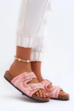 Damskie Klapki Na Korkowej Podeszwie Różowe Fannea