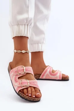 Damskie Klapki Na Korkowej Podeszwie Różowe Fannea