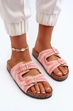 Damskie Klapki Na Korkowej Podeszwie Różowe Fannea