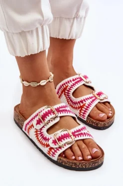 Damskie Klapki Na Korkowej Podeszwie Białe Fannea