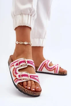 Damskie Klapki Na Korkowej Podeszwie Białe Fannea