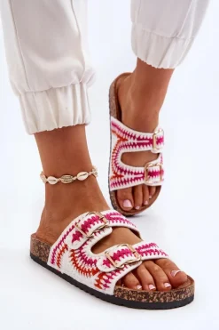 Damskie Klapki Na Korkowej Podeszwie Białe Fannea