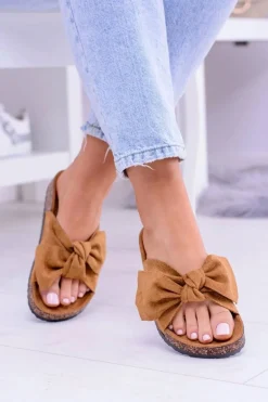 Damskie Klapki Na Korku Kokarda Camel Dominica