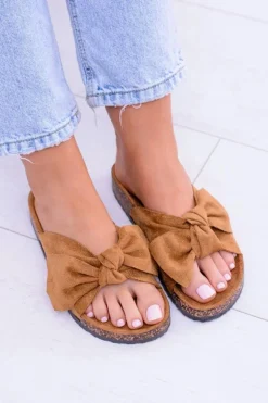 Damskie Klapki Na Korku Kokarda Camel Dominica