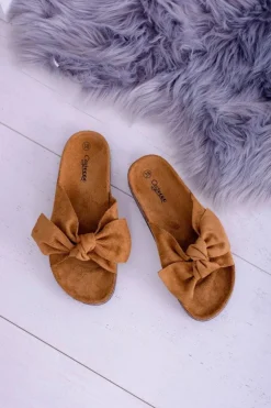 Damskie Klapki Na Korku Kokarda Camel Dominica