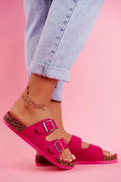 Damskie Klapki Na Korku Z Klamrami Fuksja Si Senor