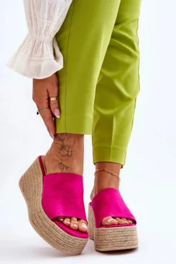 Damskie Klapki Na Koturnie I Platformie Fuksja Ysabel