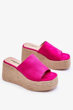 Damskie Klapki Na Koturnie I Platformie Fuksja Ysabel