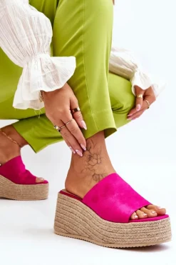 Damskie Klapki Na Koturnie I Platformie Fuksja Ysabel