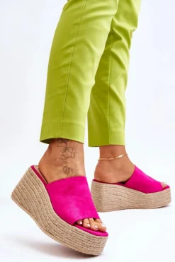Damskie Klapki Na Koturnie I Platformie Fuksja Ysabel