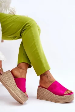 Damskie Klapki Na Koturnie I Platformie Fuksja Ysabel