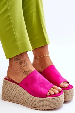 Damskie Klapki Na Koturnie I Platformie Fuksja Ysabel
