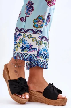 Damskie Klapki Na Koturnie Czarne Calama