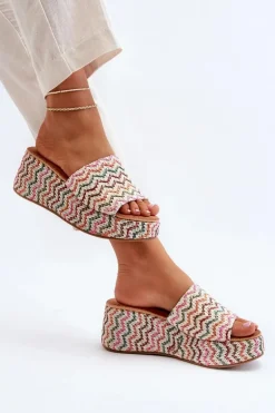 Damskie Klapki Na Koturnie Białe Vanarila