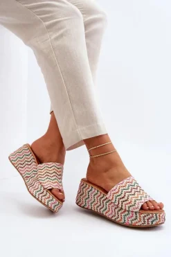 Damskie Klapki Na Koturnie Białe Vanarila