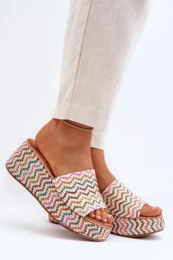 Damskie Klapki Na Koturnie Białe Vanarila