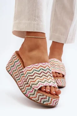 Damskie Klapki Na Koturnie Białe Vanarila