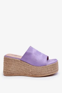 Damskie Klapki Na Koturnie I Platformie Fioletowe Ysabel