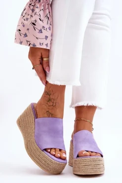 Damskie Klapki Na Koturnie I Platformie Fioletowe Ysabel