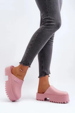 Damskie Klapki Na Masywnej Podeszwie Big Star NN274020 Różowe