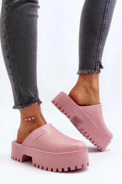 Damskie Klapki Na Masywnej Podeszwie Big Star NN274020 Różowe