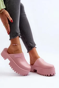 Damskie Klapki Na Masywnej Podeszwie Big Star NN274020 Różowe