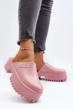 Damskie Klapki Na Masywnej Podeszwie Big Star NN274020 Różowe