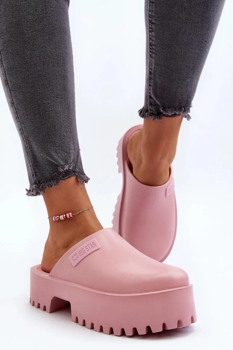 Damskie Klapki Na Masywnej Podeszwie Big Star NN274020 Różowe