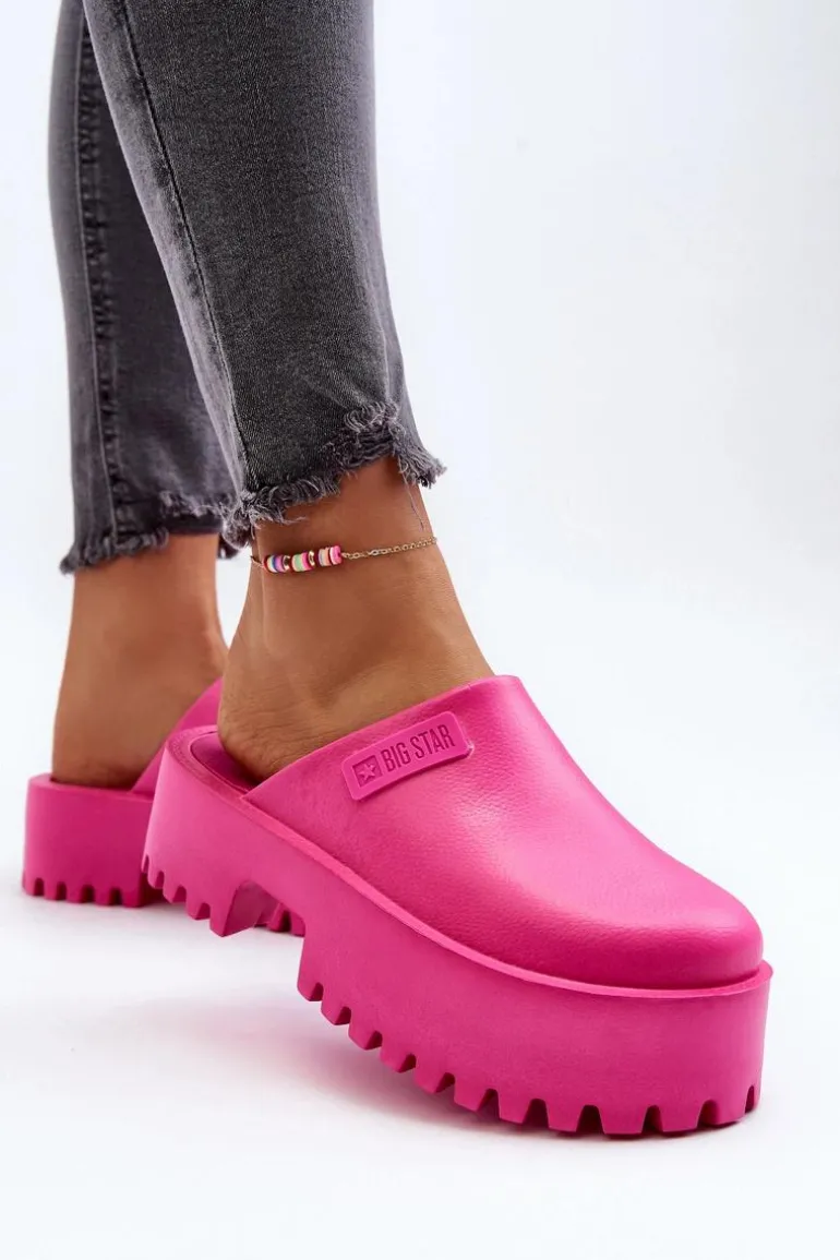 Damskie Klapki Na Masywnej Podeszwie Big Star NN274019 Fuksja