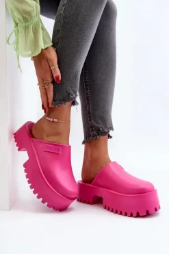 Damskie Klapki Na Masywnej Podeszwie Big Star NN274019 Fuksja