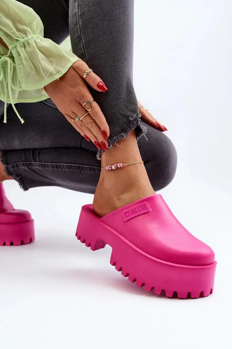 Damskie Klapki Na Masywnej Podeszwie Big Star NN274019 Fuksja