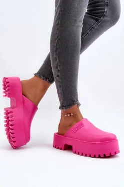 Damskie Klapki Na Masywnej Podeszwie Big Star NN274019 Fuksja