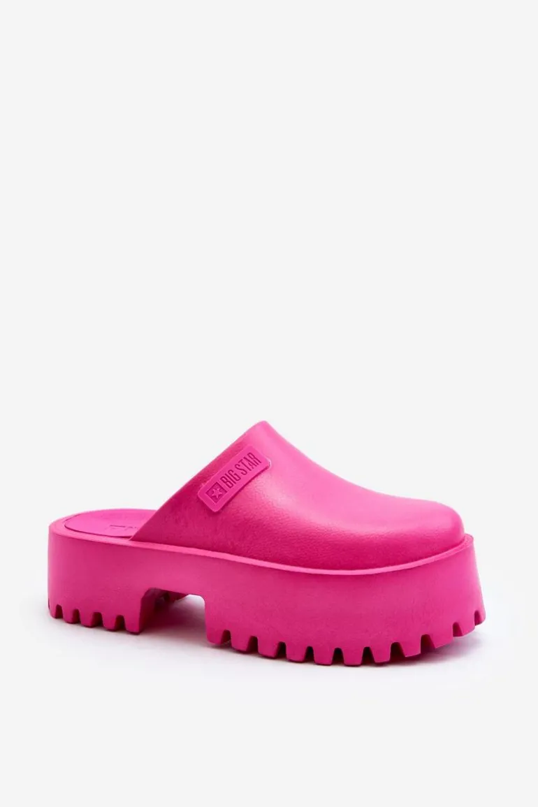 Damskie Klapki Na Masywnej Podeszwie Big Star NN274019 Fuksja