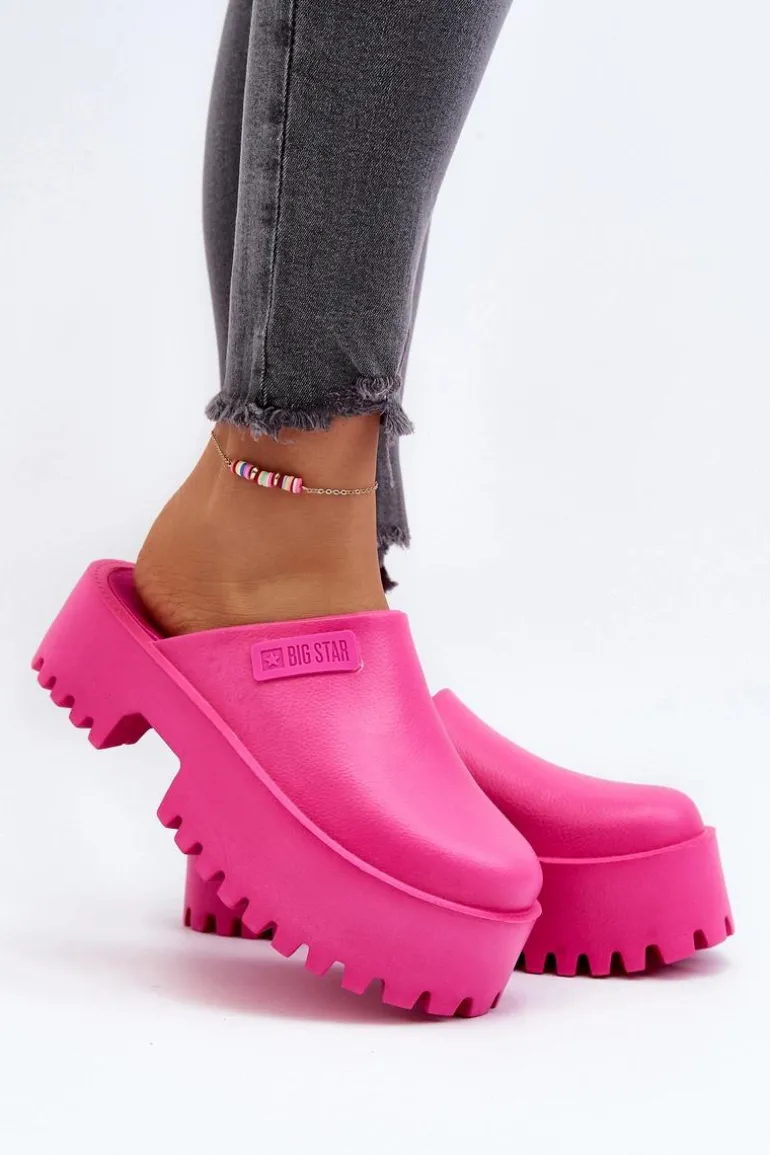 Damskie Klapki Na Masywnej Podeszwie Big Star NN274019 Fuksja