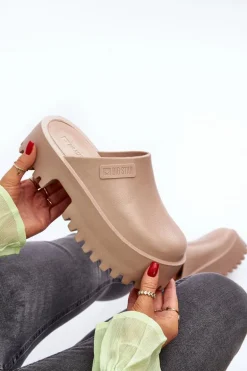 Damskie Klapki Na Masywnej Podeszwie Big Star NN274016 Beżowe