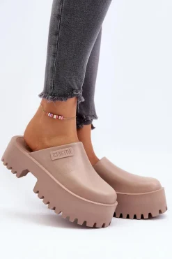 Damskie Klapki Na Masywnej Podeszwie Big Star NN274016 Beżowe