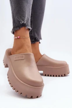 Damskie Klapki Na Masywnej Podeszwie Big Star NN274016 Beżowe