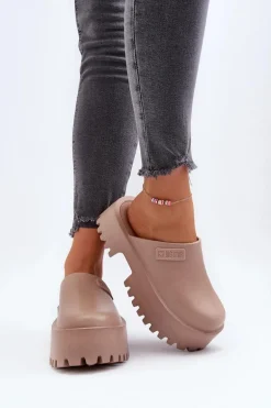 Damskie Klapki Na Masywnej Podeszwie Big Star NN274016 Beżowe