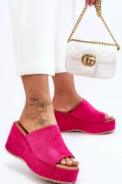 Damskie Klapki Na Masywnej Platformie Fuksja Martina