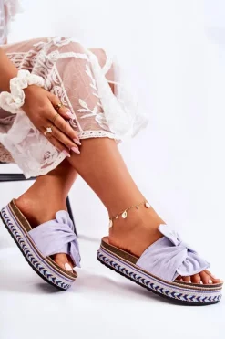 Damskie Klapki Na Masywnej Platformie Fioletowe Terisa