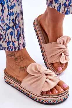 Damskie Klapki Na Masywnej Platformie Jasnoróżowe Terisa