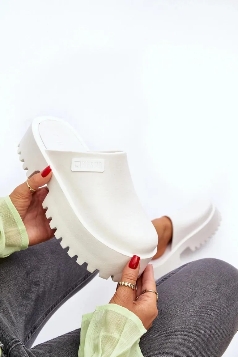 Damskie Klapki Na Masywnej Podeszwie Big Star NN274015 Białe