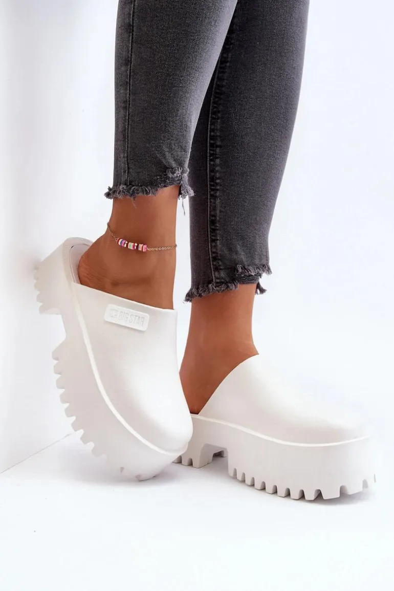 Damskie Klapki Na Masywnej Podeszwie Big Star NN274015 Białe