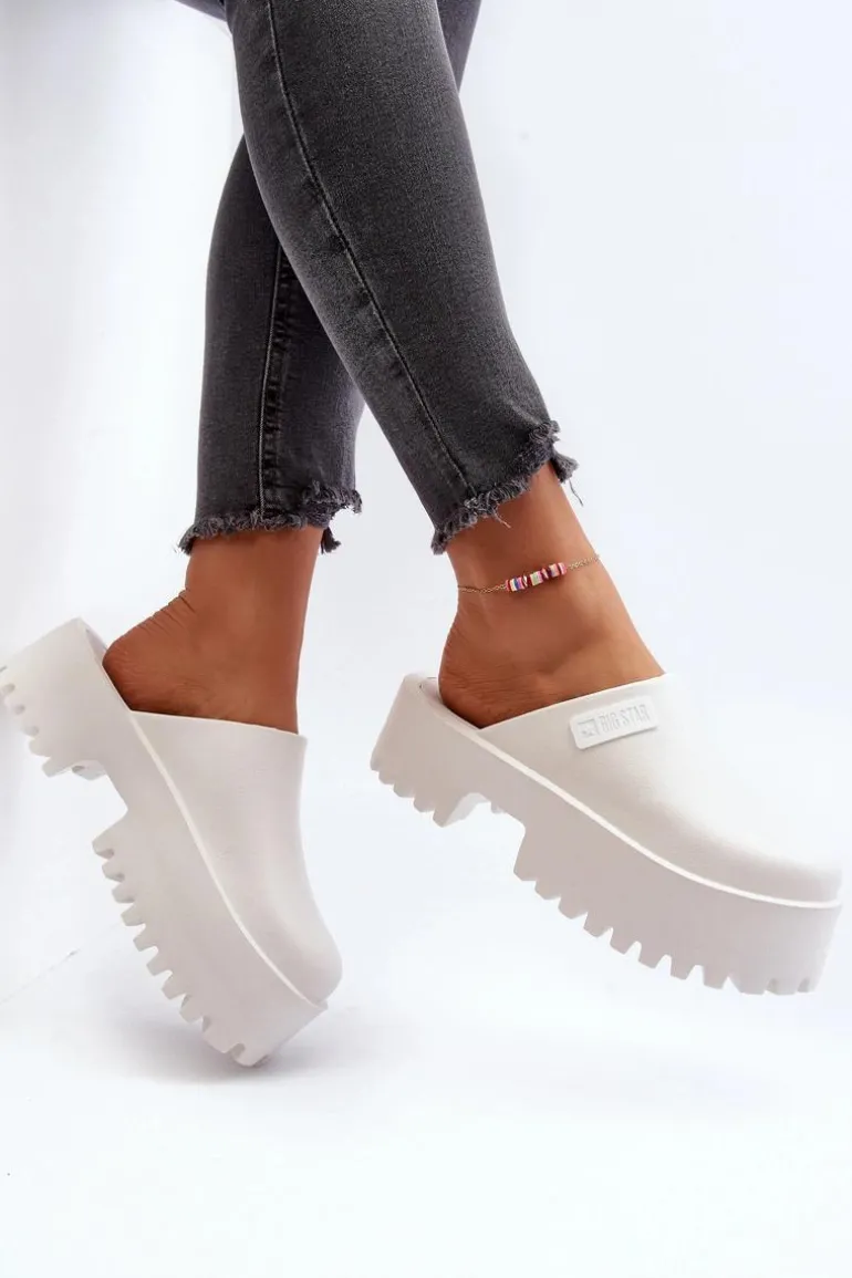 Damskie Klapki Na Masywnej Podeszwie Big Star NN274015 Białe