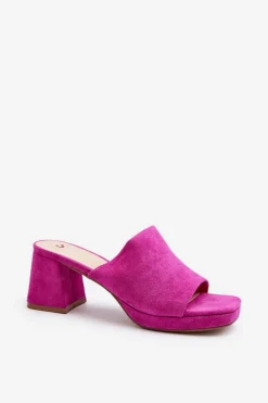 Damskie Klapki Na Obcasie Fuksja Bralya
