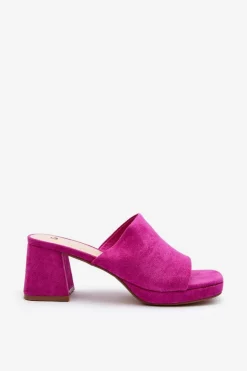 Damskie Klapki Na Obcasie Fuksja Bralya